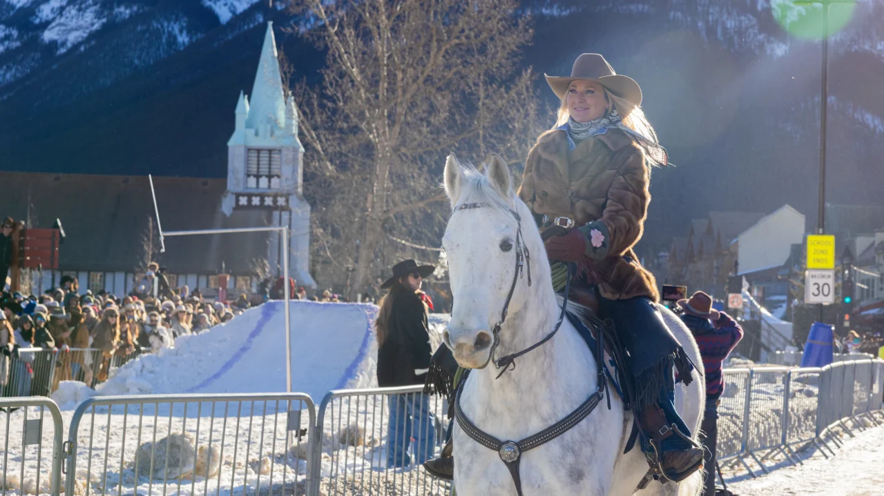 Skijoring in Banff is a unique experience - horses and ski jumpers!