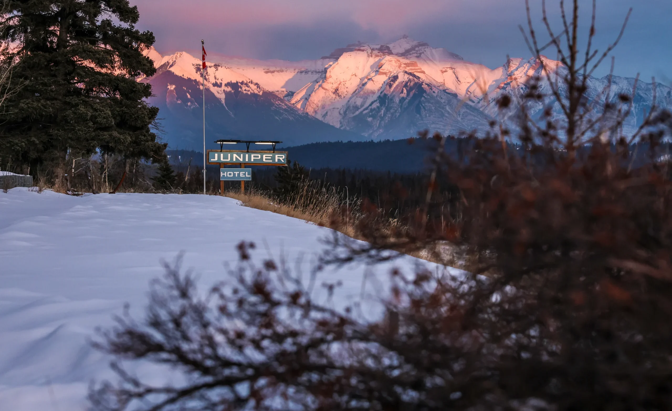 A magnificent sunset in winter seen from the Juniper Hotel