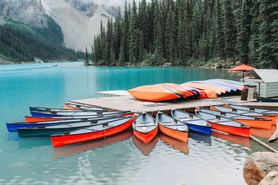 Canoes at Moraine Lake
