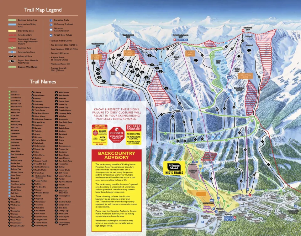Kicking Horse Mountain Resort Trail Map