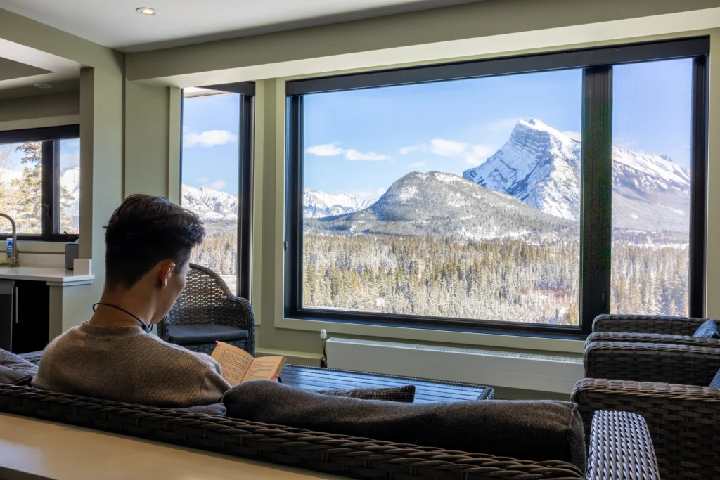 A guest enjoys the quiet as he looks out at the view