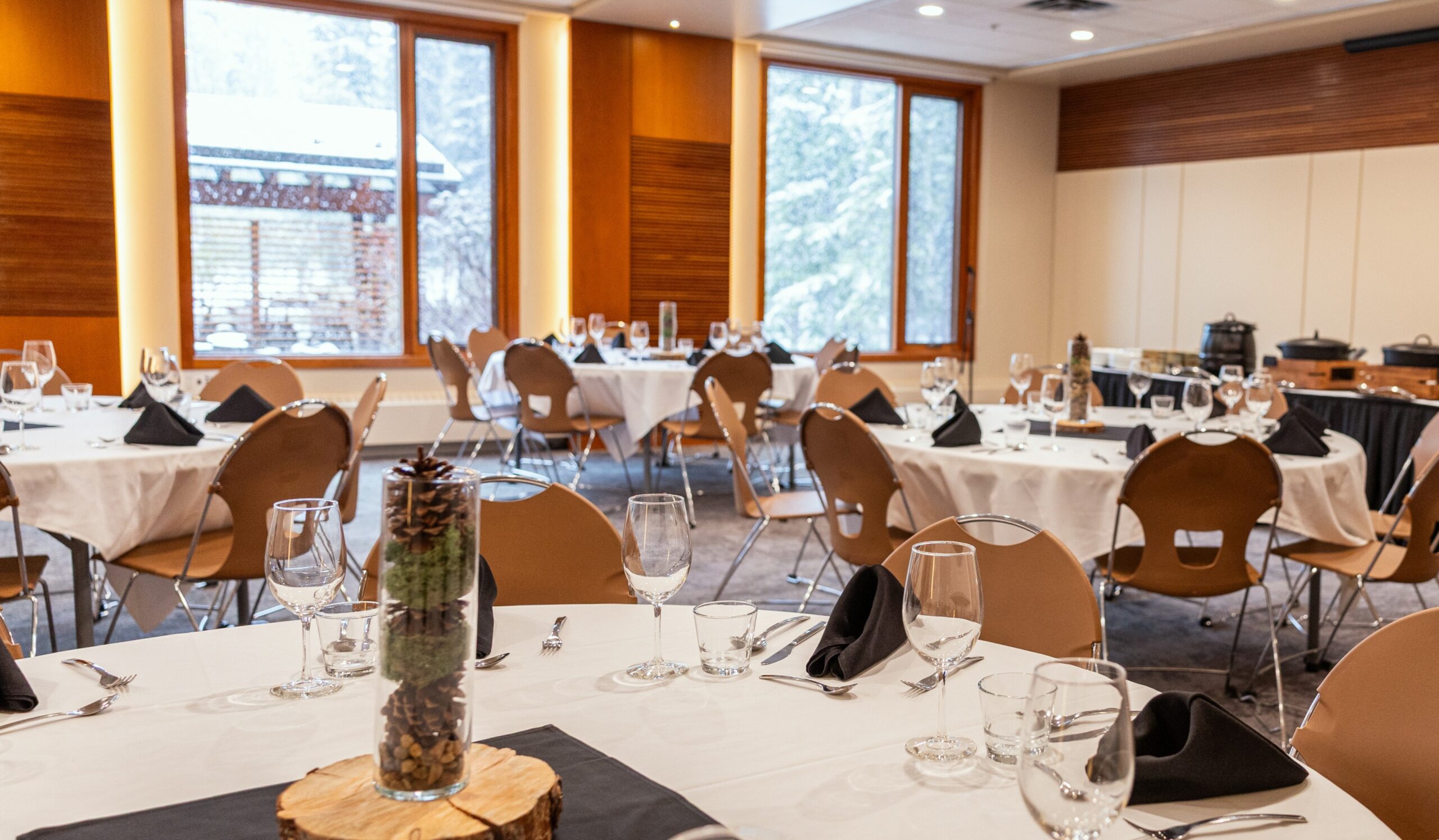 The Kiguli Room at the Juniper set up for an event