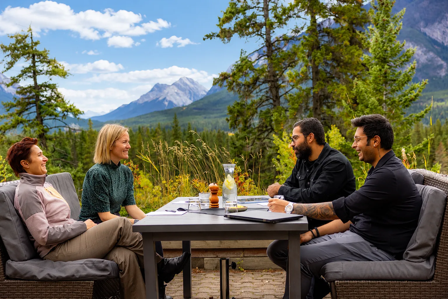 Meeting on the Juniper Patio