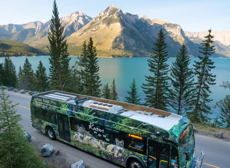 Roam busses take visitors around Banff and the Bow Valley