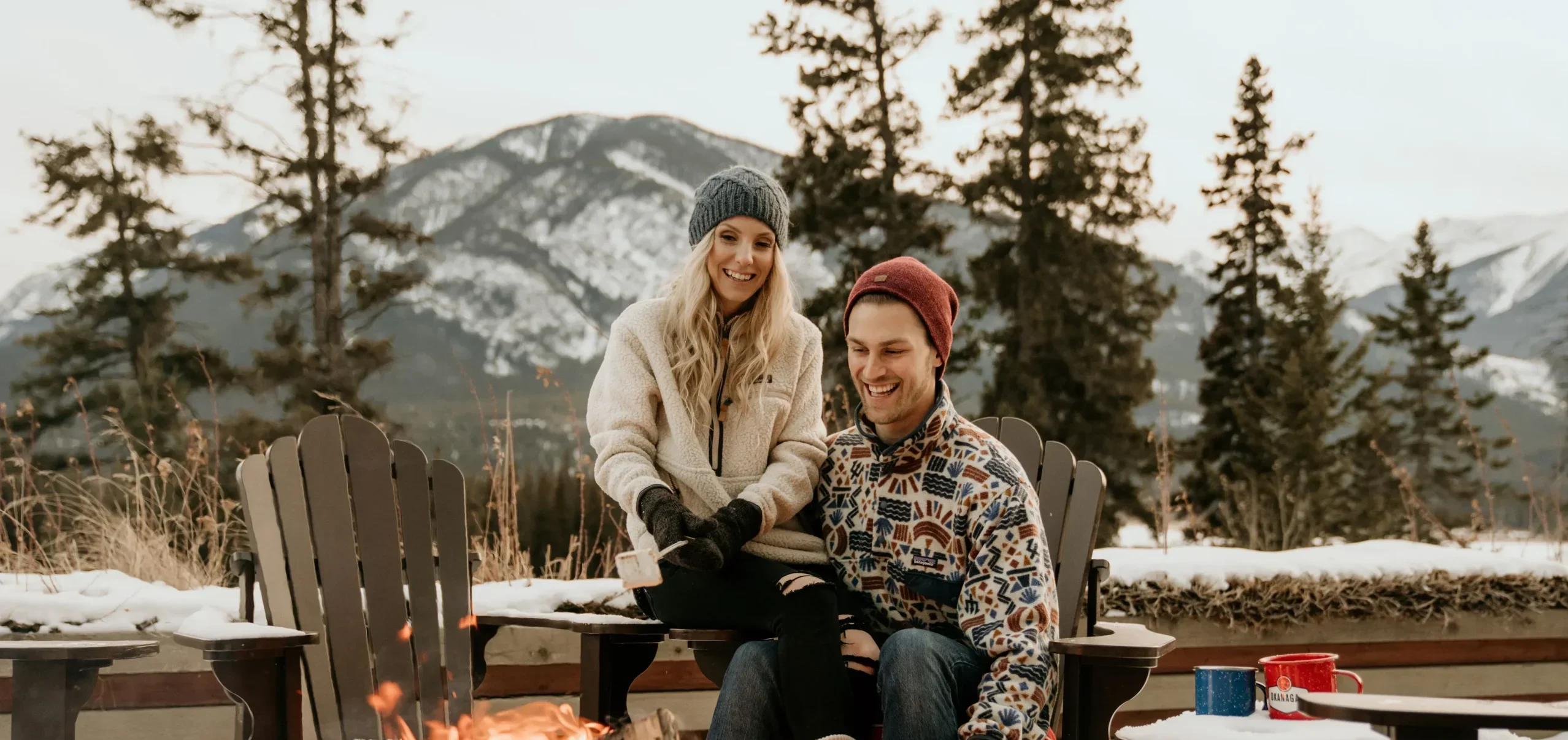 A couple on their romantic getaway at the Juniper