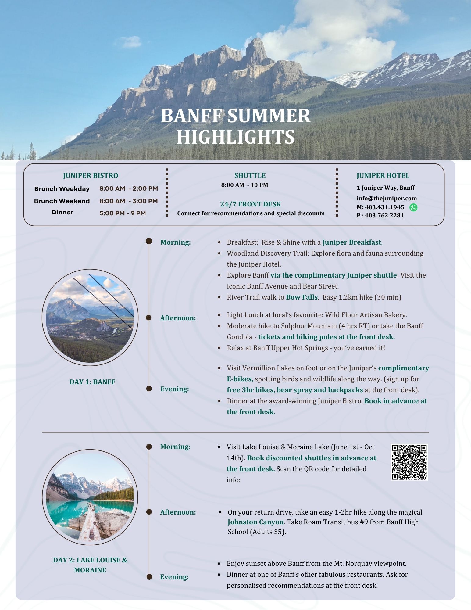 Banff summer itinerary for experiencing the best of Banff
