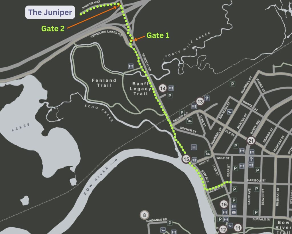How to get to the Juniper from Banff. Walking is not advised.