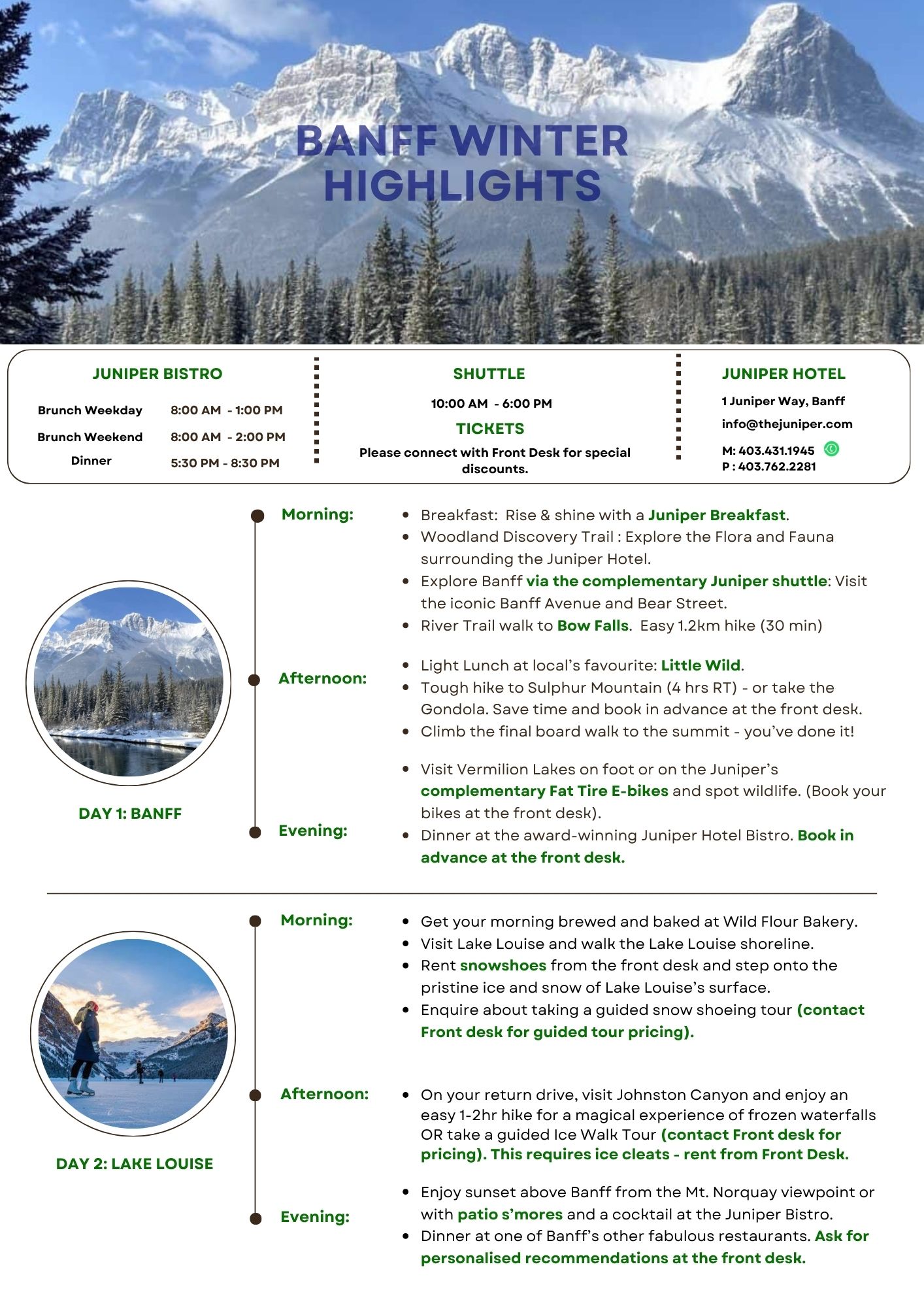 Winter Banff Itinerary