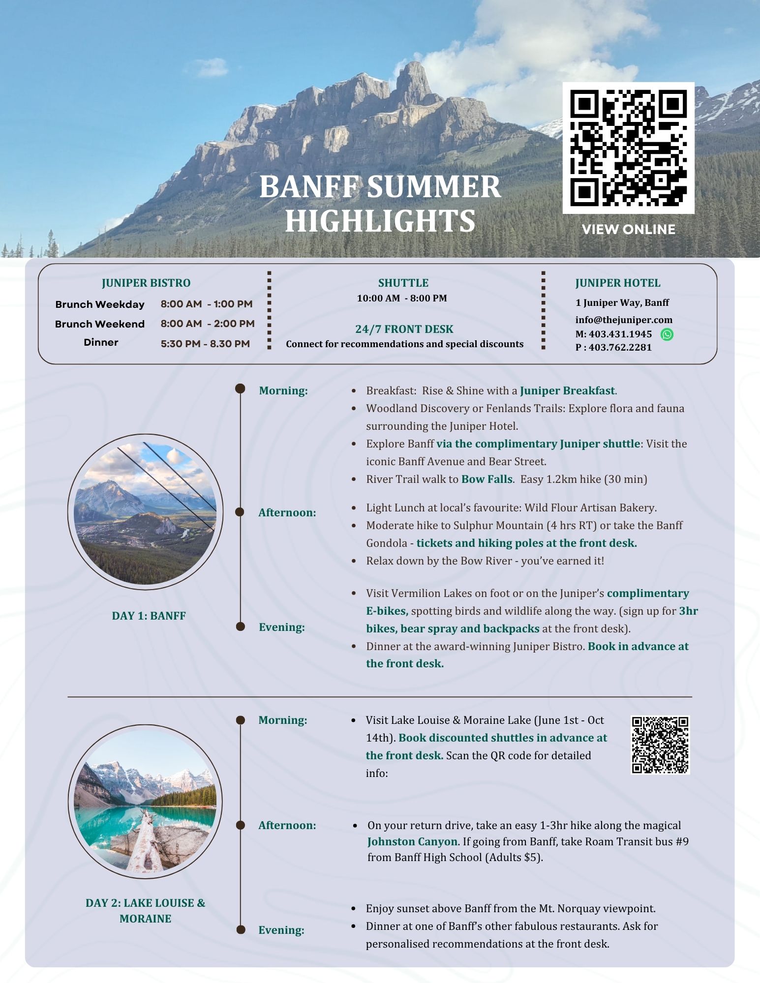 Banff Summer Itineraries